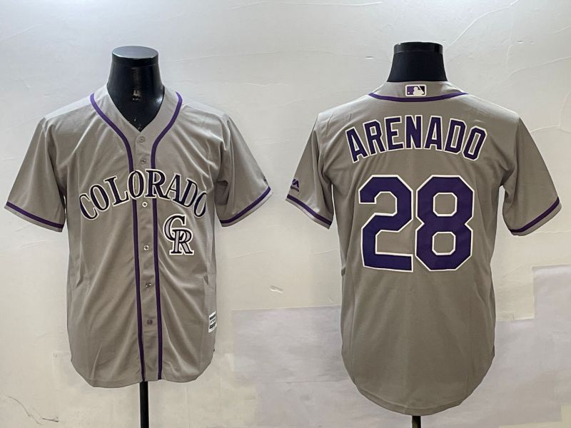 Men Colorado Rockies #28 Arenado Grey Game 2025 Nike MLB Jersey style 6